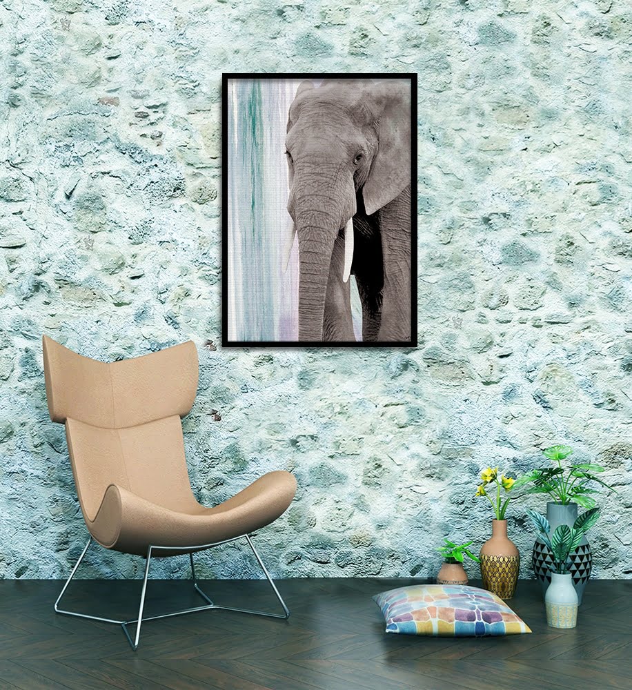 Composite Framed Canvas 80x100 Elephant & Paint 2