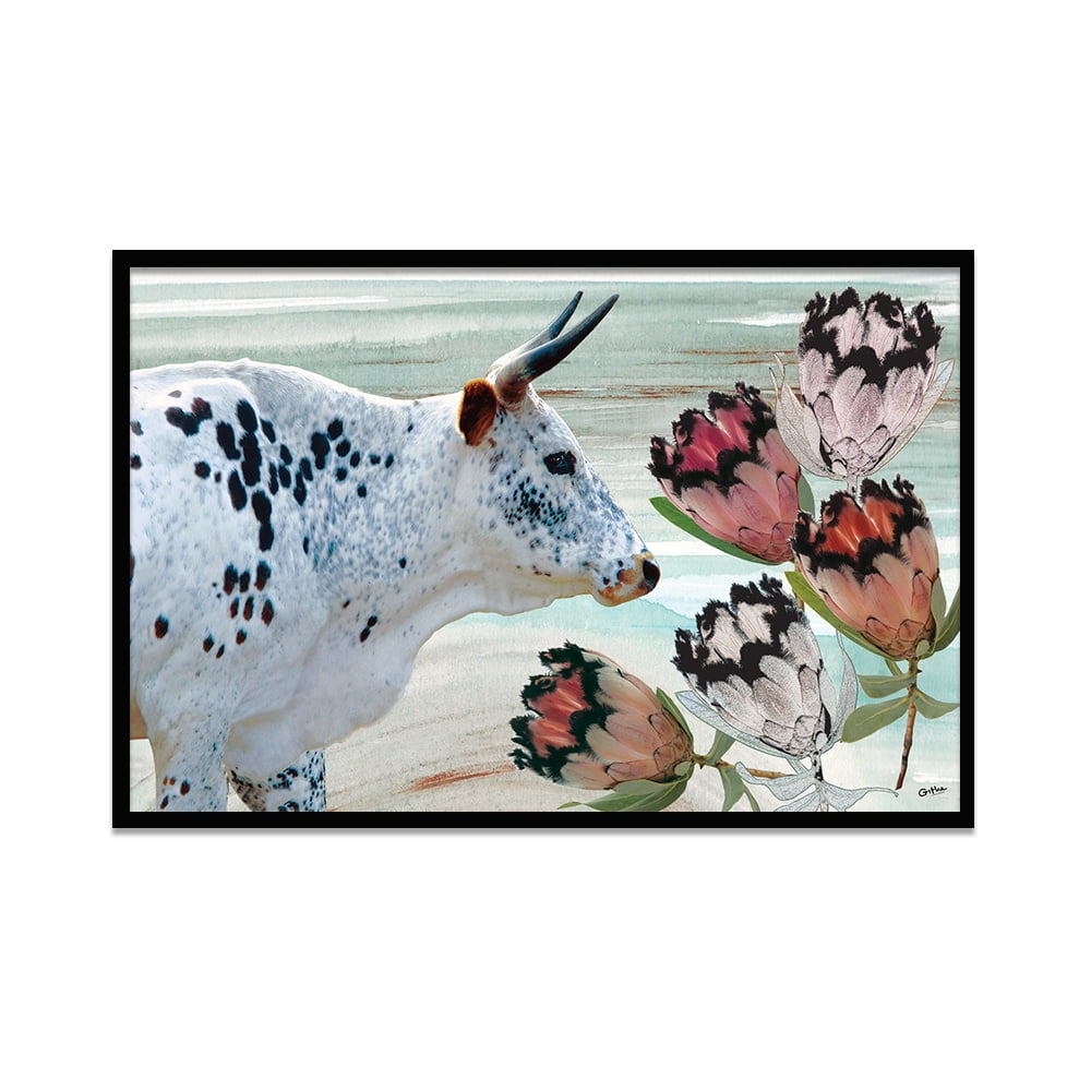 Composite Framed Canvas 80x100 Composition 1 : Nguni & Proteas