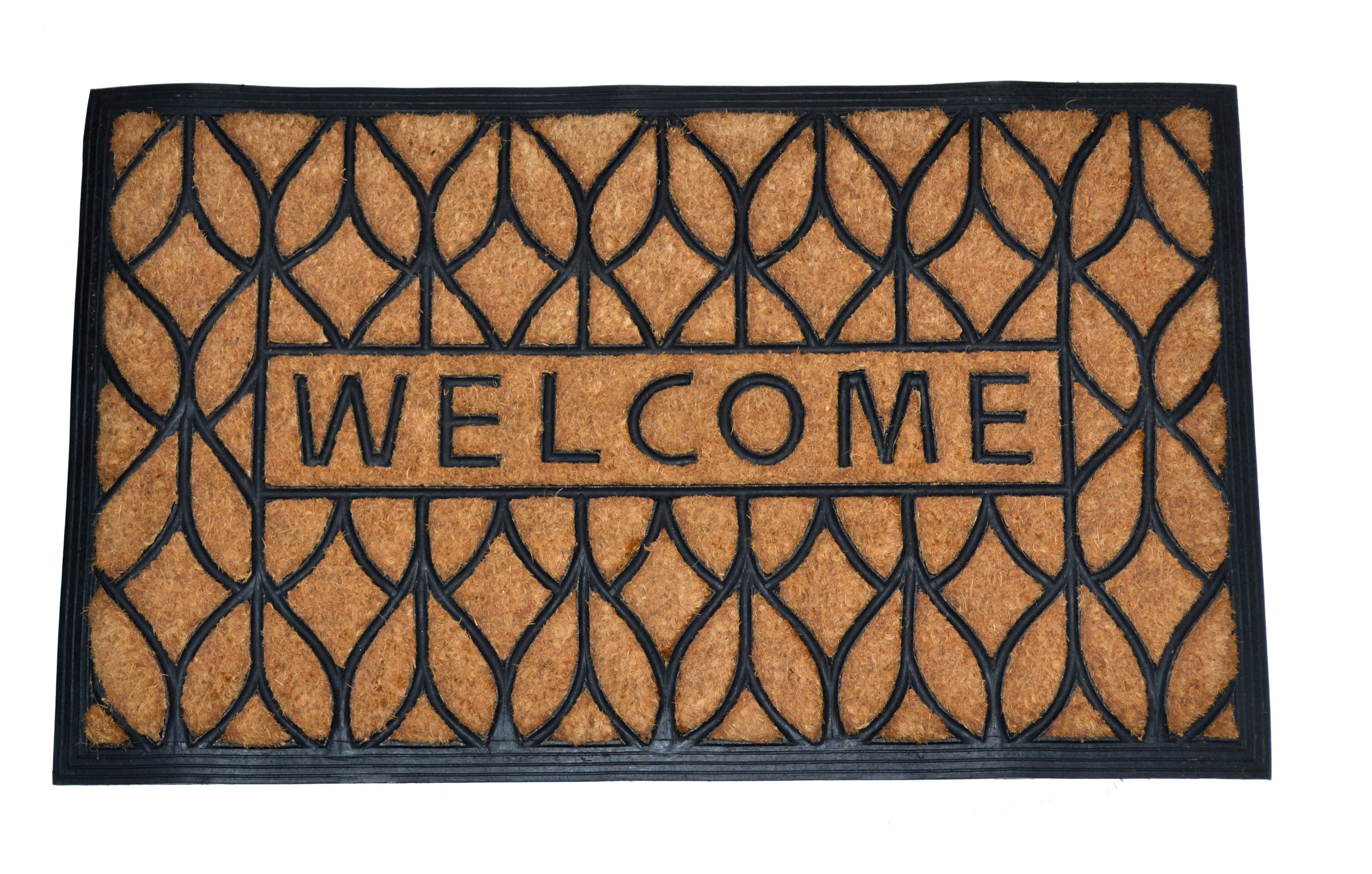 WELCOME PETALS - MOULDED BRUSH MAT NATURAL