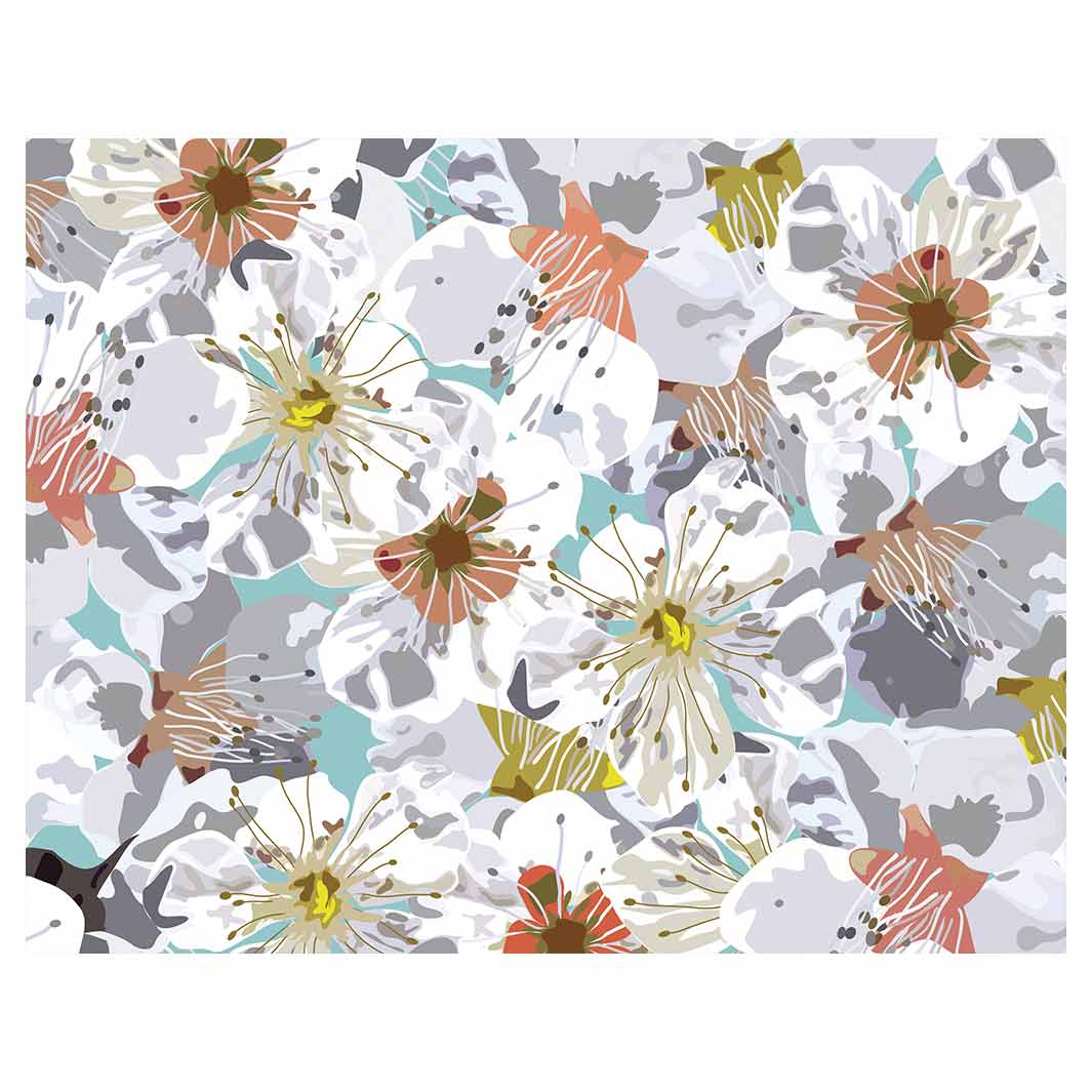 ABSTRACT FLOWERS GREY AND ORANGE PATTERN FLEECE BLANKET