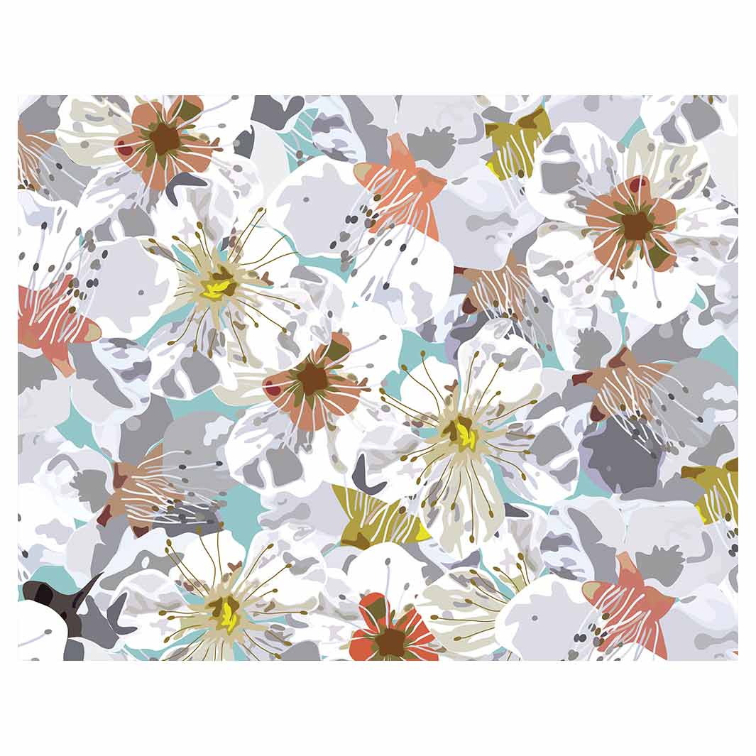 ABSTRACT FLOWERS GREY AND ORANGE PATTERN FLEECE BLANKET