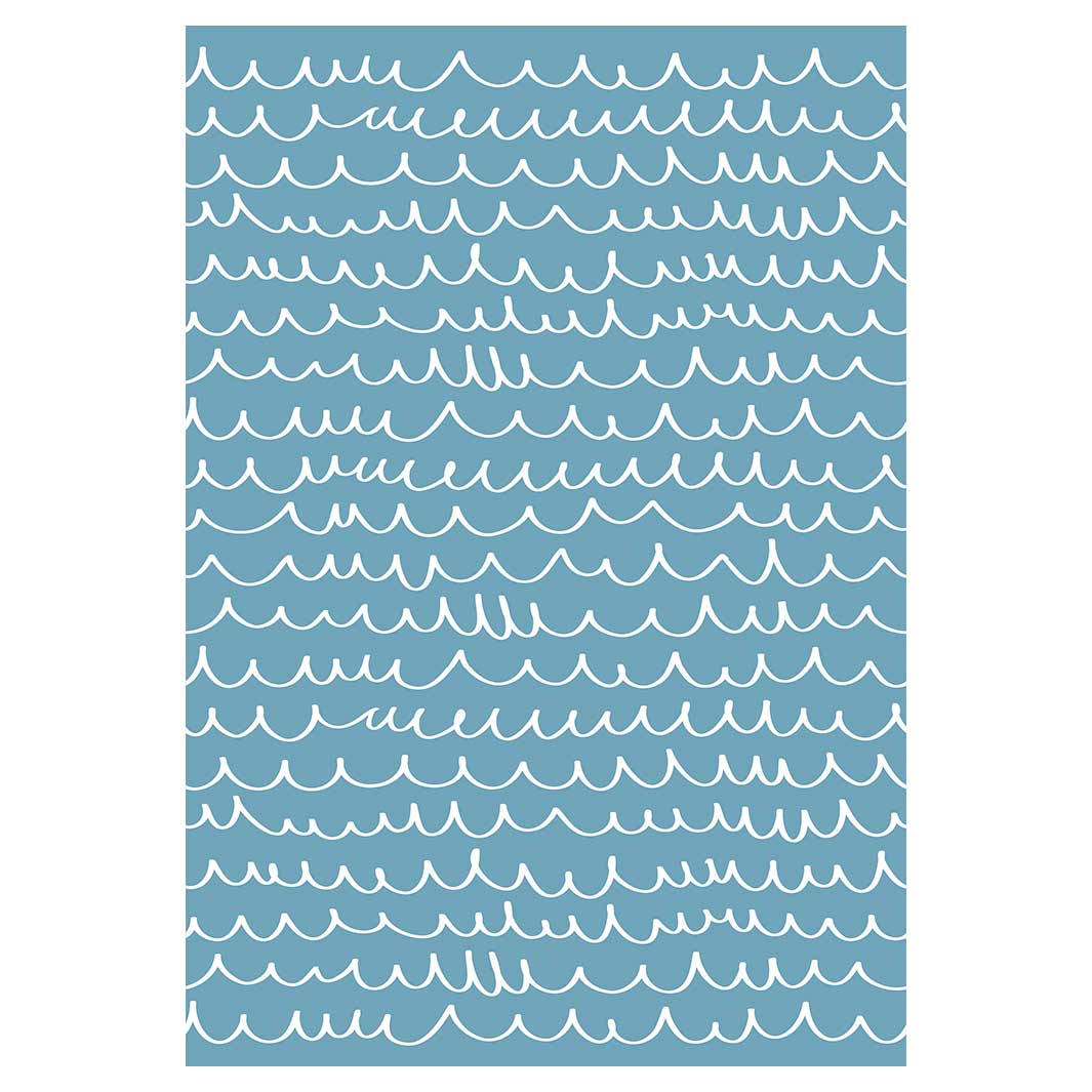 KIDS BLUE WHITE LINE WAVE PATTERN FLEECE BLANKET