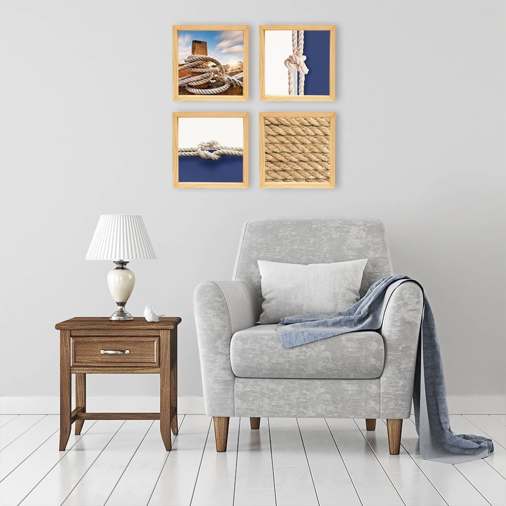 PINE BOXED CANVAS 4PCE COLLAGE SAILOR KNOTS