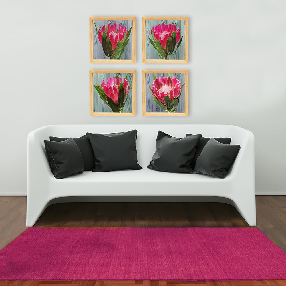 PINE BOXED CANVAS 4PCE COLLAGE BRIGHT PINK PROTEAS