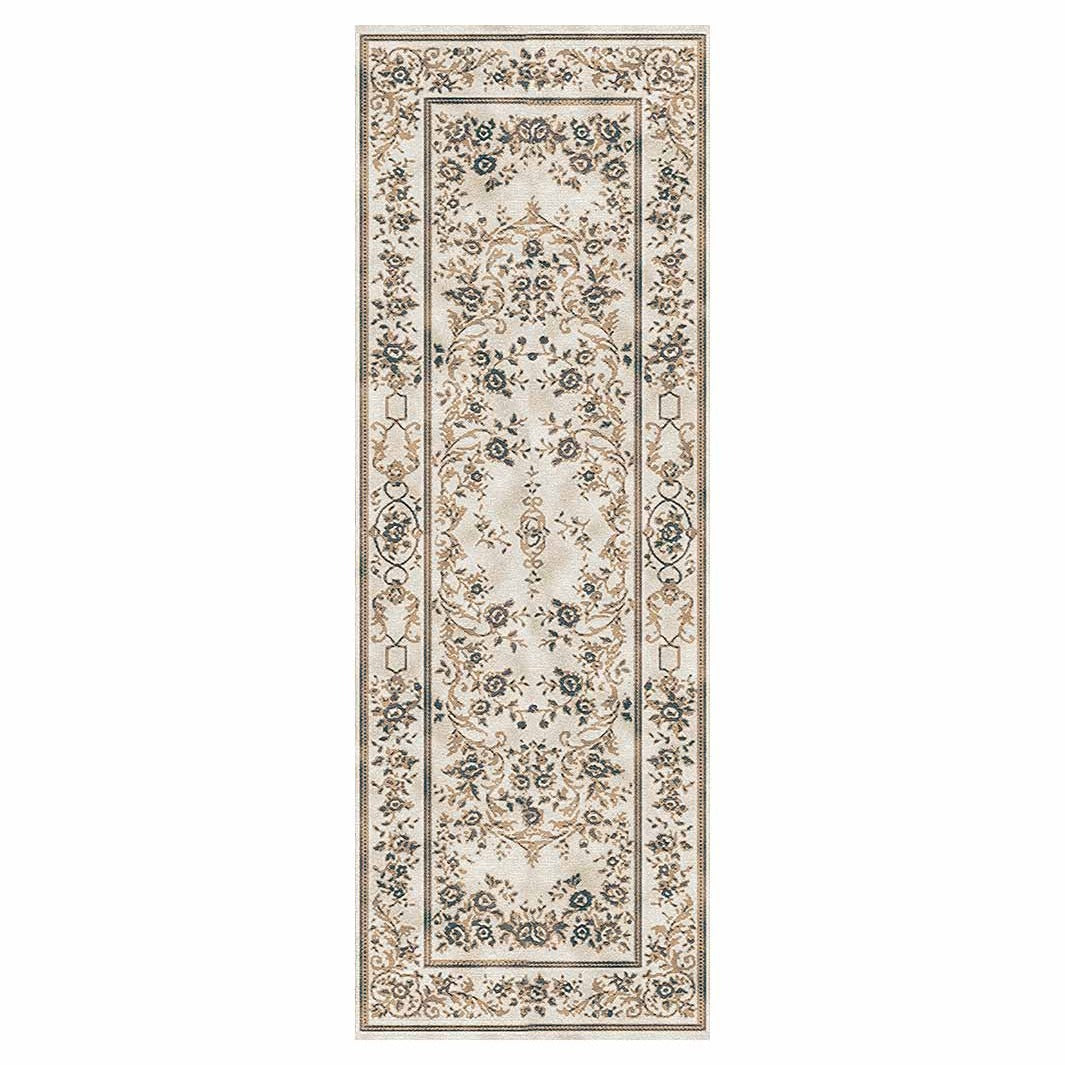 CLASSIC BEIGE VINTAGE FLORAL  RUNNER RUG