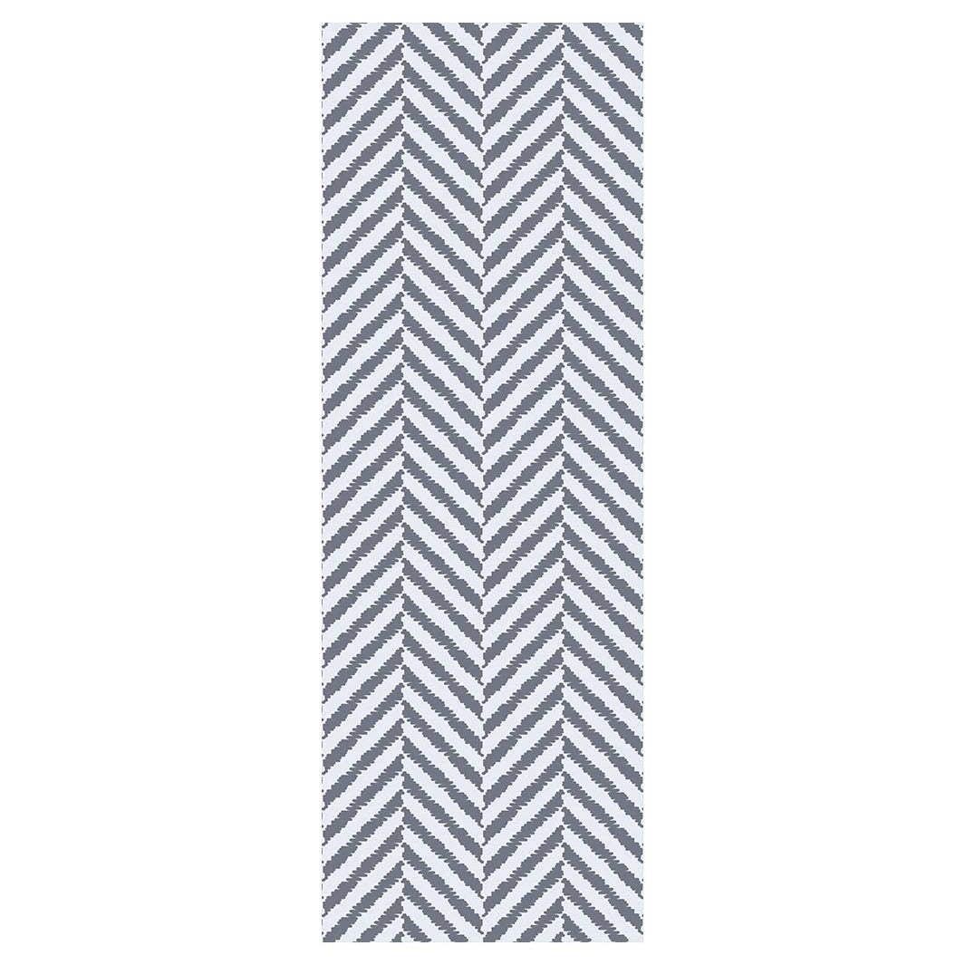 CONTEMPORARY BLUE GREY TONED SIMPLISTIC LINES RUNNER RUG