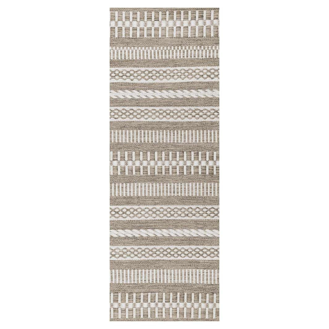 CONTEMPORARY BROWN MINIMALISTIC LINE PATTERN RUNNER RUG