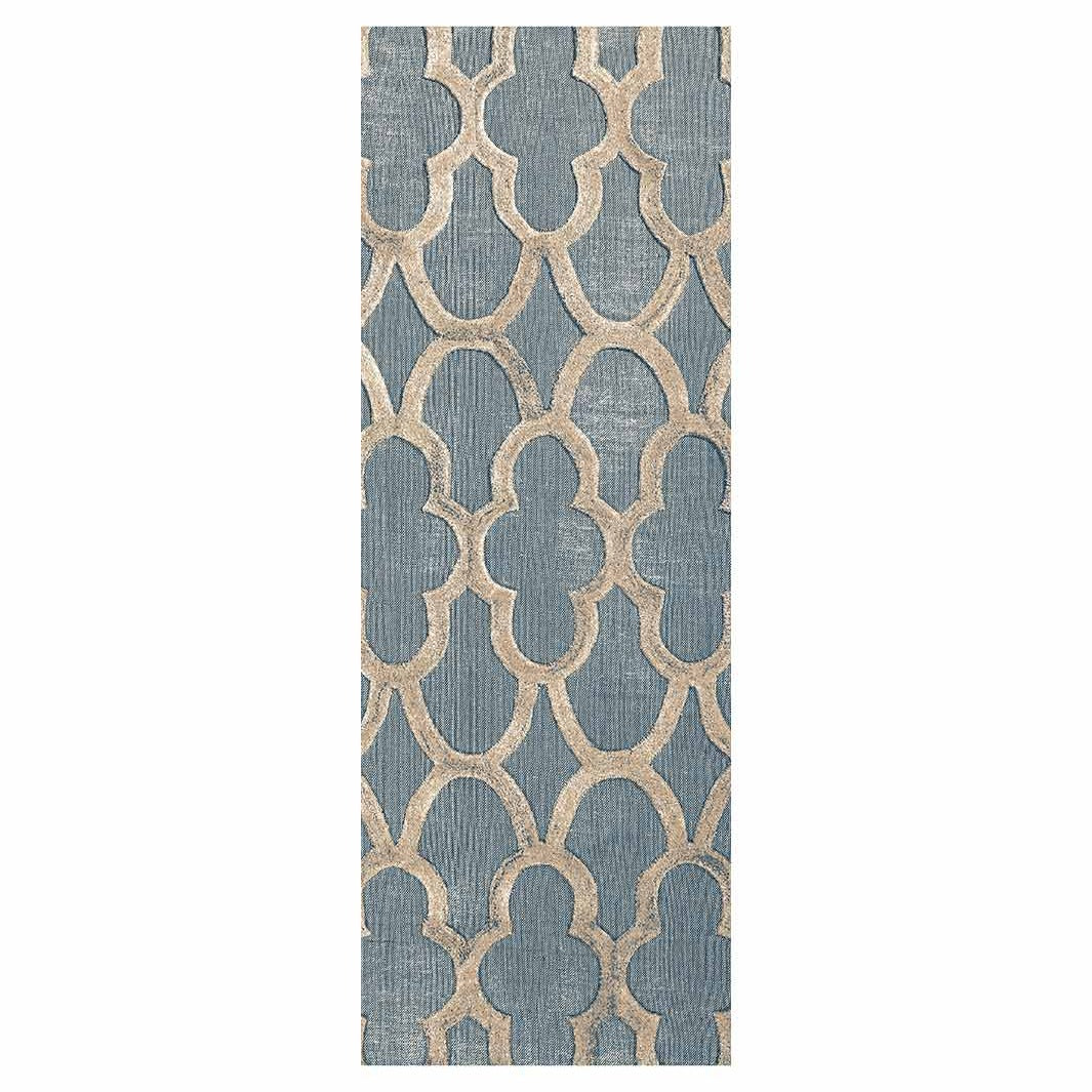 CONTEMPORARY BLUE MOROCCAN TRELLIS RUNNER RUG