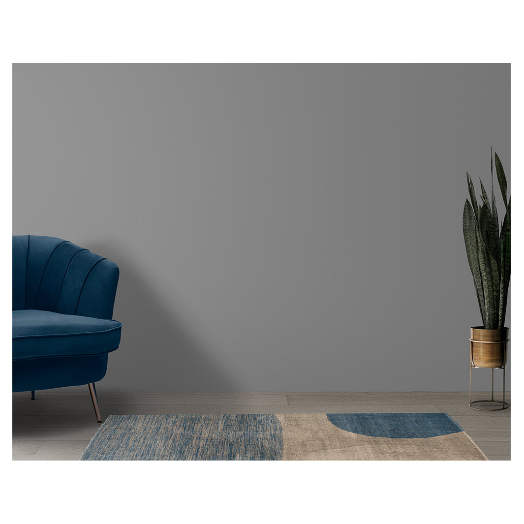 CONTEMPORARY BLUE ABSTRACT ROUND RUNNER RUG