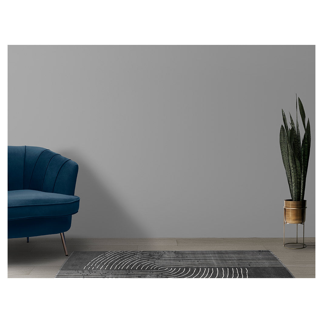MODERN BEIGE AND BLACK SIMPLISTIC LINE ART   RUNNER RUG
