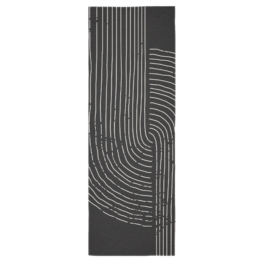 MODERN BEIGE AND BLACK SIMPLISTIC LINE ART   RUNNER RUG