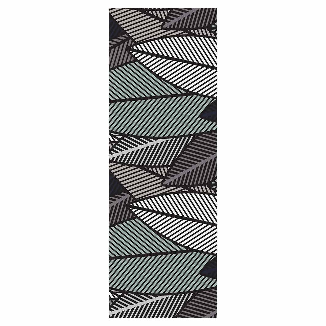 MODERN BLUE STYLIZED LEAF PATTERN  RUNNER RUG