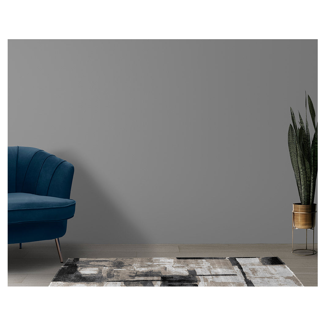 MODERN BLACK BEIGE PAINT STROKES RUNNER RUG