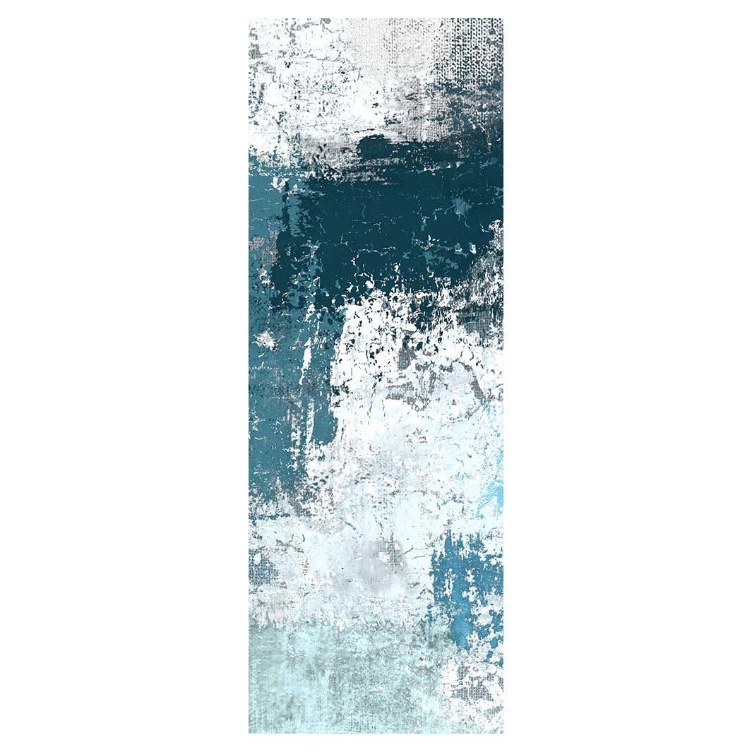MODERN BLUE ABSTRACT AGED TEXTURE RUNNER RUG