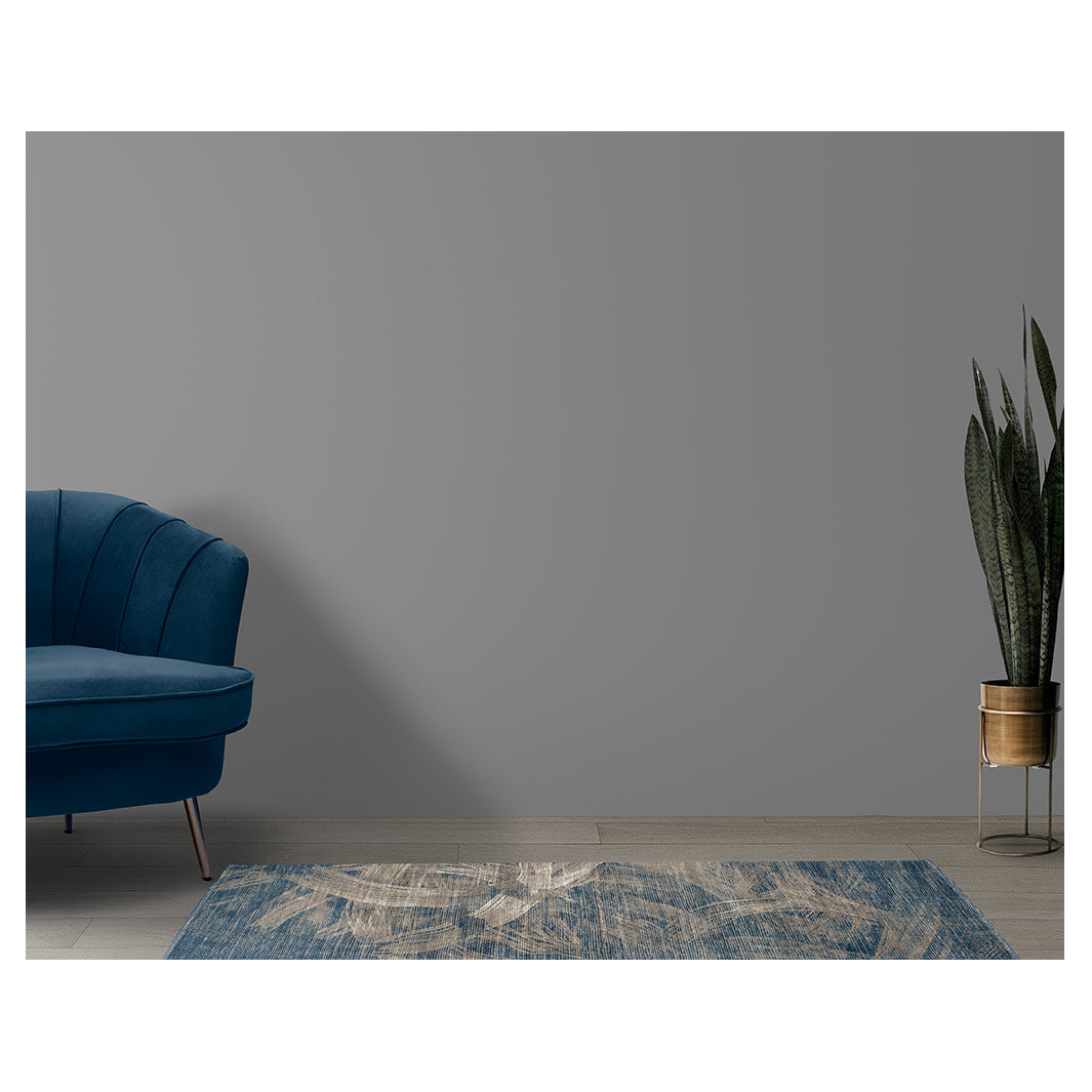 MODERN BLUE STROKE WEAVE  RUNNER RUG