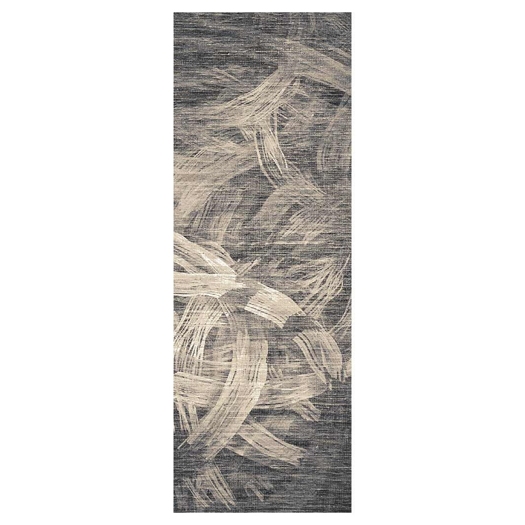 MODERN GREY STROKE WEAVE  RUNNER RUG