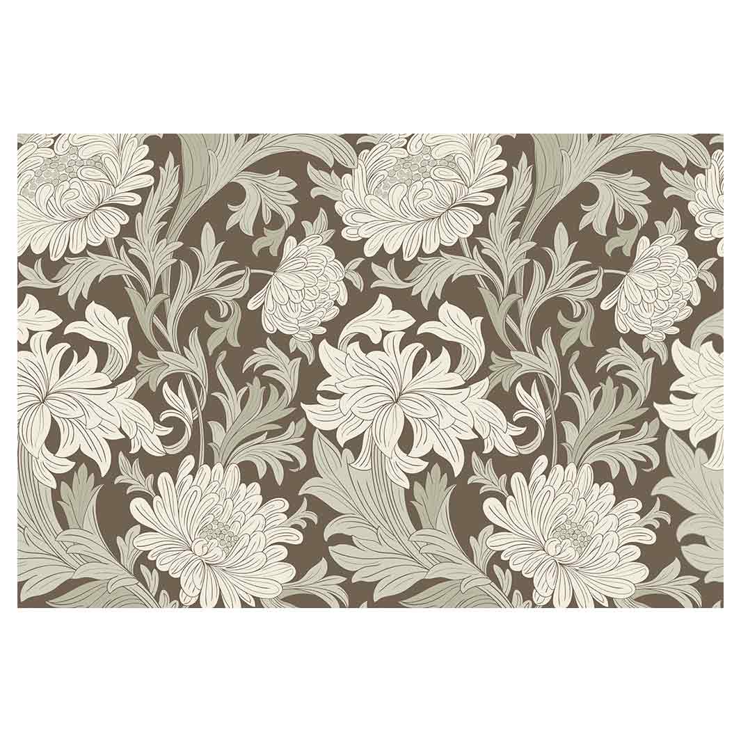CLASSIC BROWN FLORAL PATTERN RECTANGULAR RUG