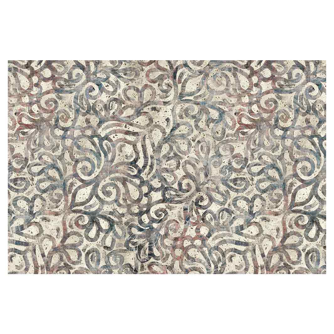 CLASSIC BLUE AND RED FLOWER VINTAGE RECTANGULAR RUG