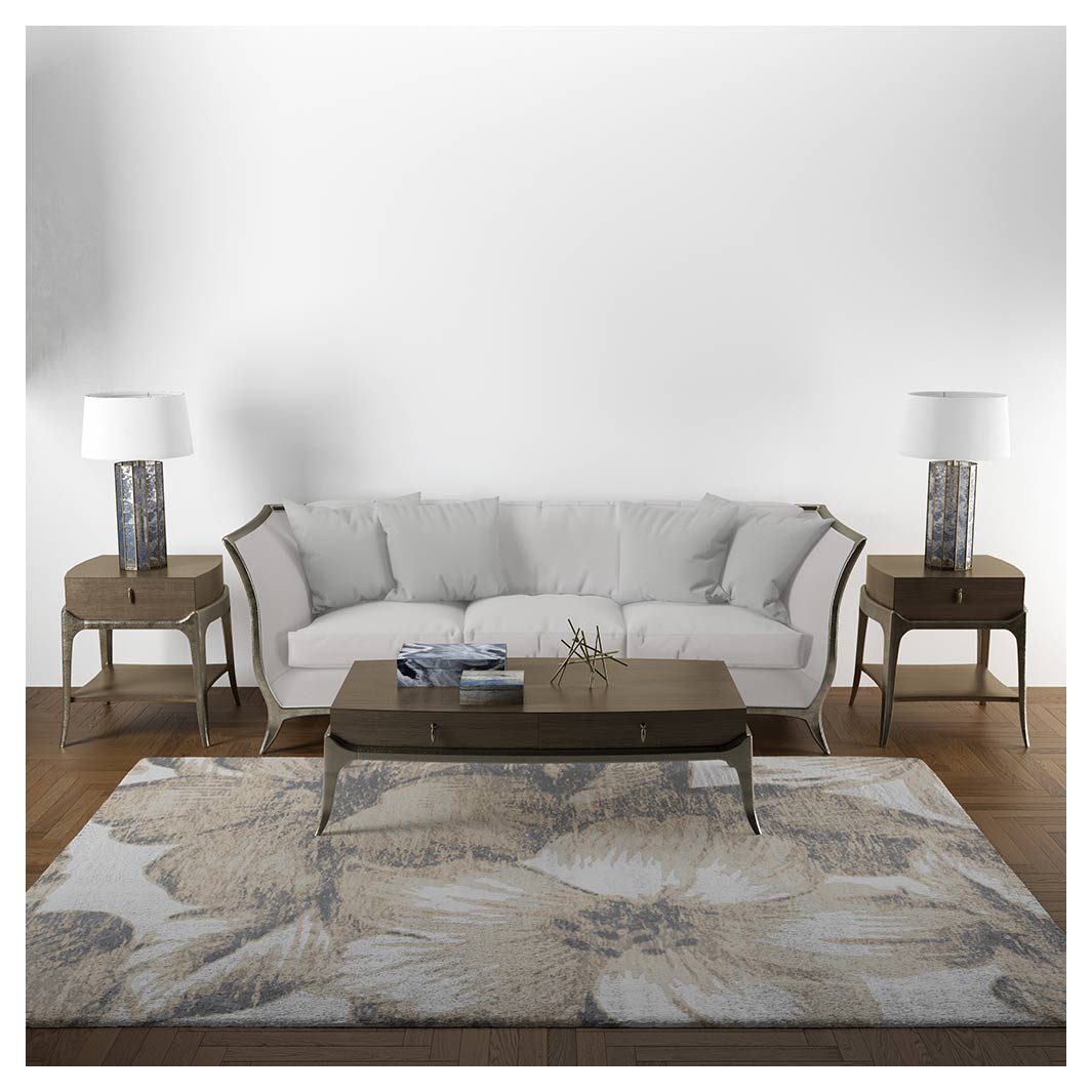 CLASSIC BEIGE VINTAGE FLOWER RECTANGULAR RUG