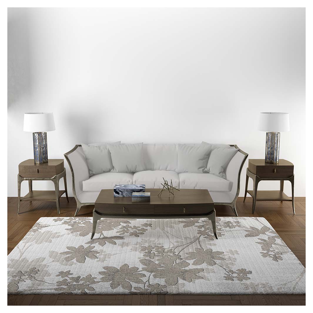 CLASSIC BEIGE TONED FOLIAGE RECTANGULAR RUG