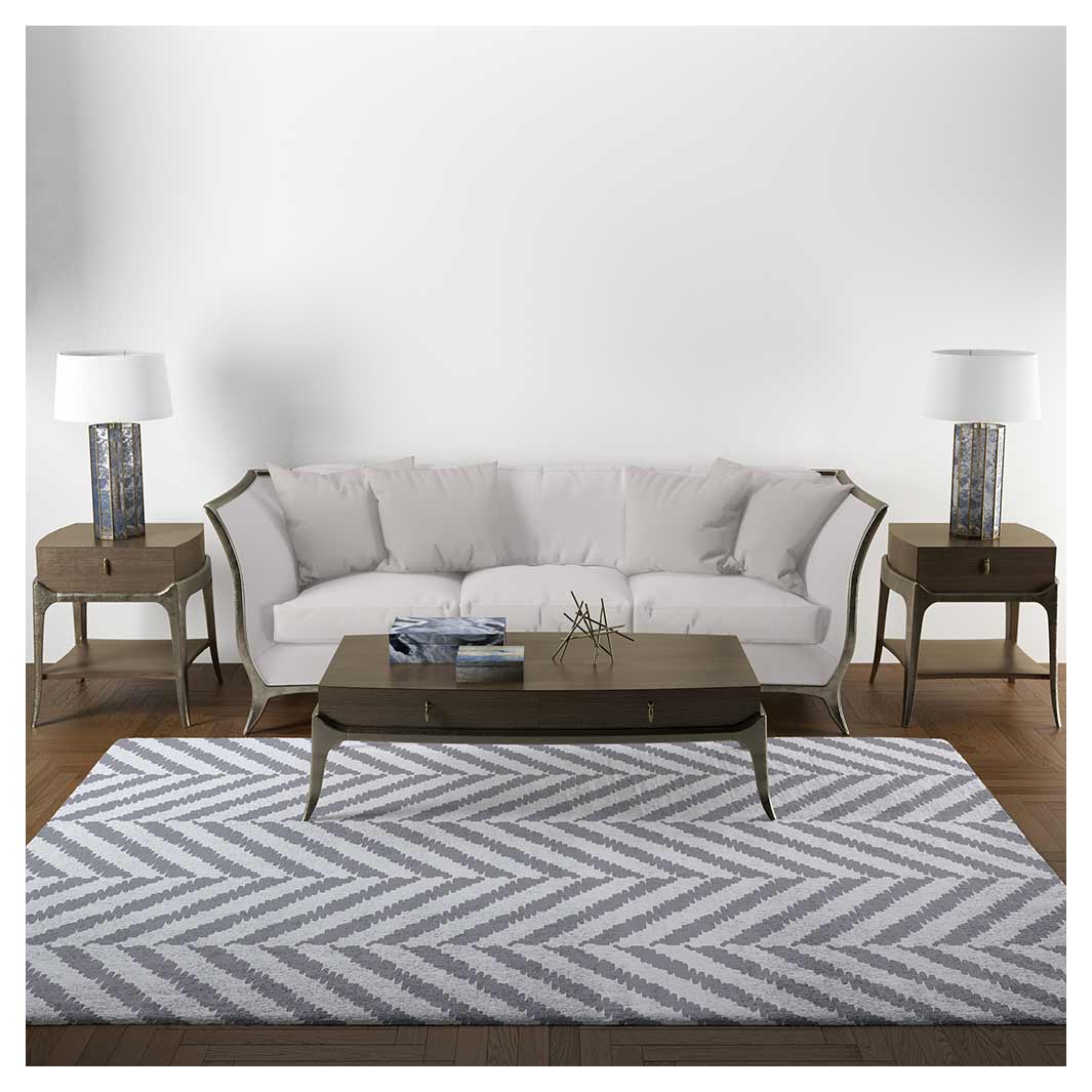 CONTEMPORARY BLUE GREY TONED MINIMALISTIC LINES RECTANGULAR RUG