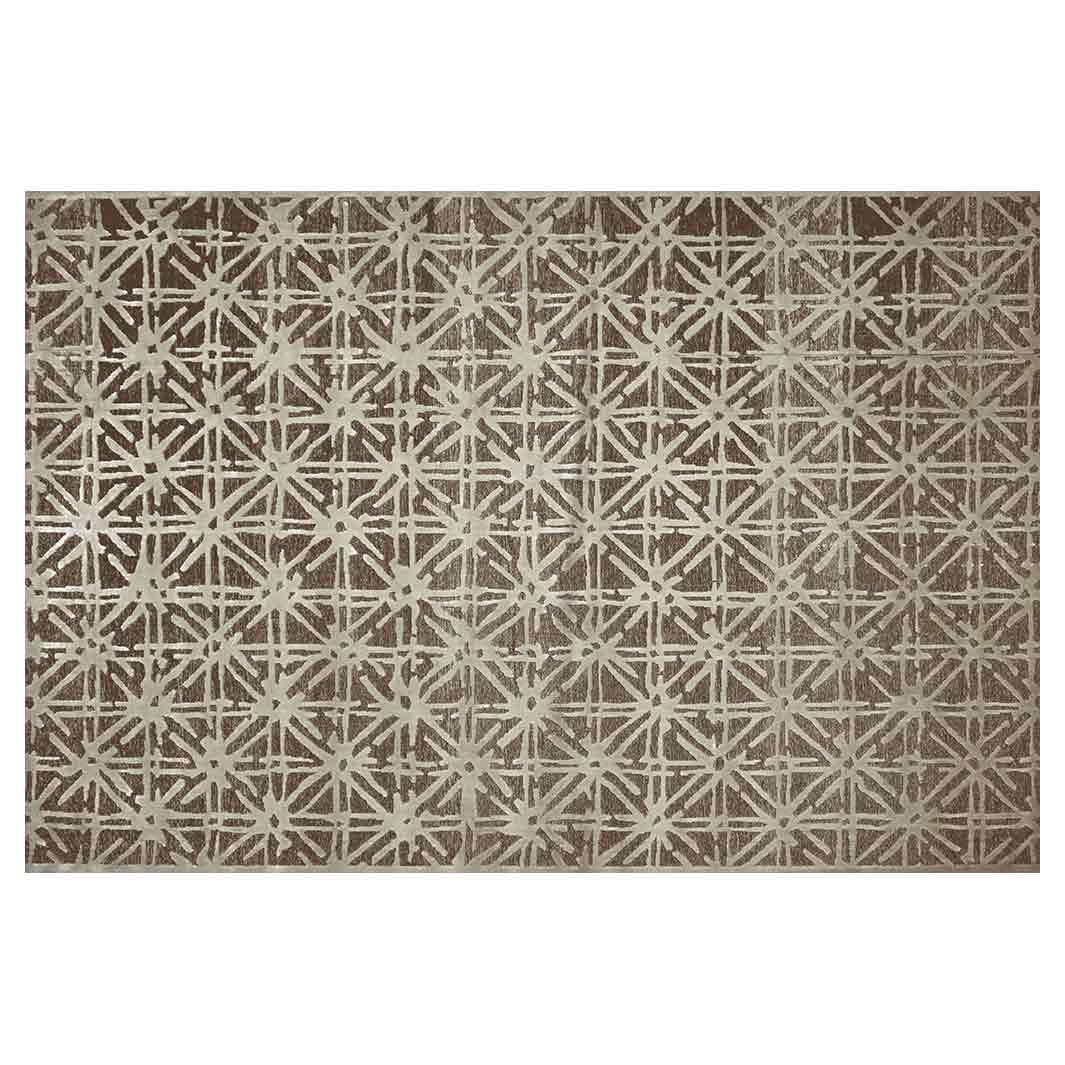 CONTEMPORARY BROWN NEUTRAL VINTAGE LINES PATTERN RECTANGULAR RUG