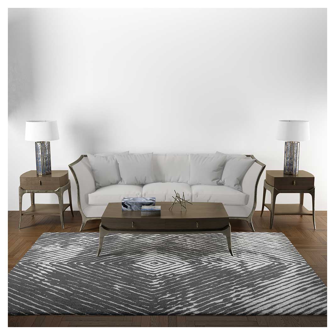 MODERN BLACK MONA LISA DIAMOND ABSTRACT RECTANGULAR RUG