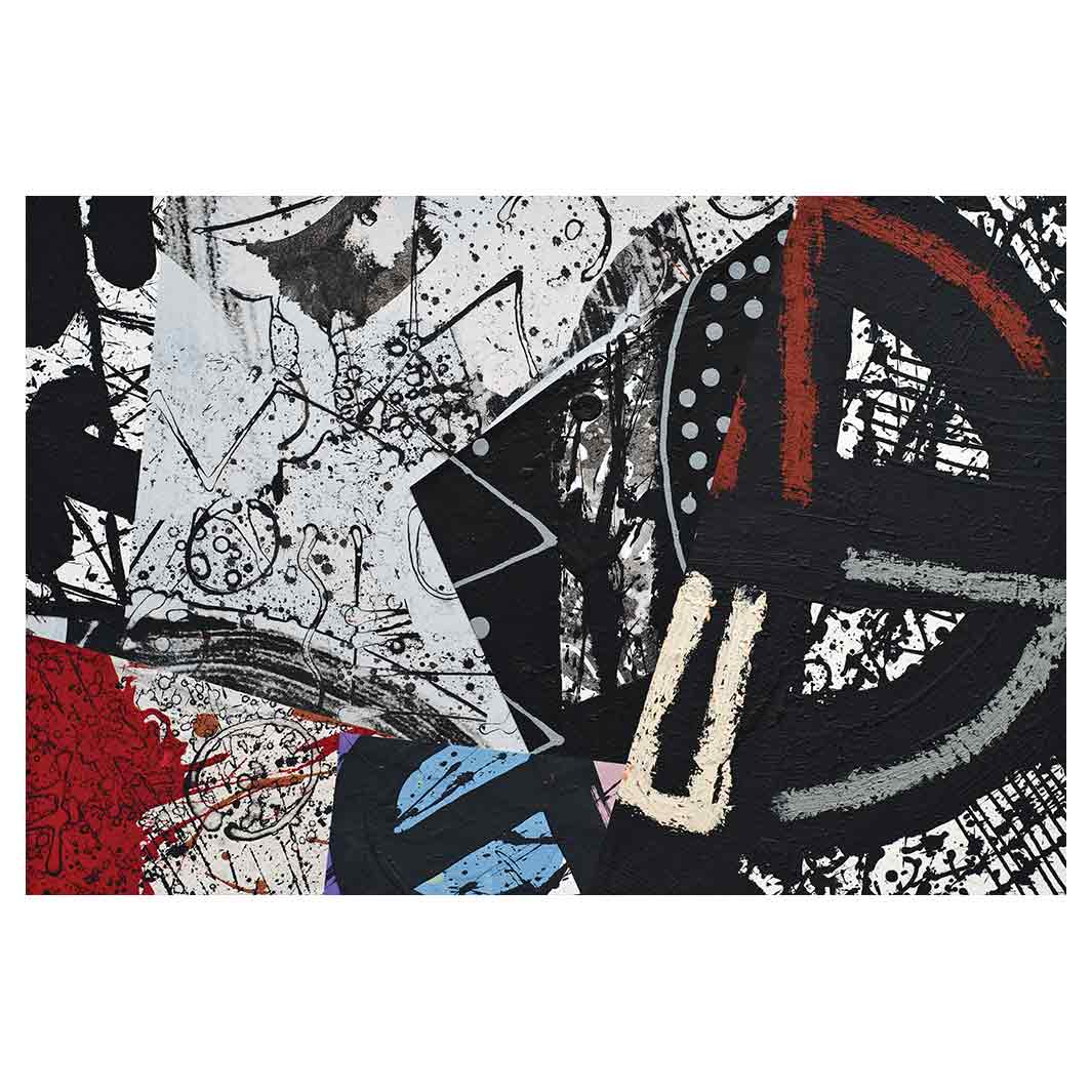 MODERN BLACK AND RED GRAFFITI ART RECTANGULAR RUG