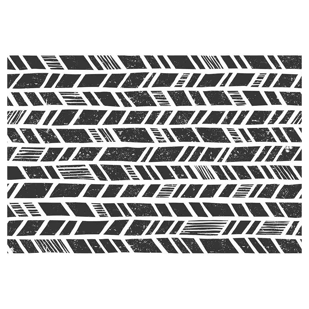 MODERN BLACK AND WHITE TRIBAL PATTERN RECTANGULAR RUG