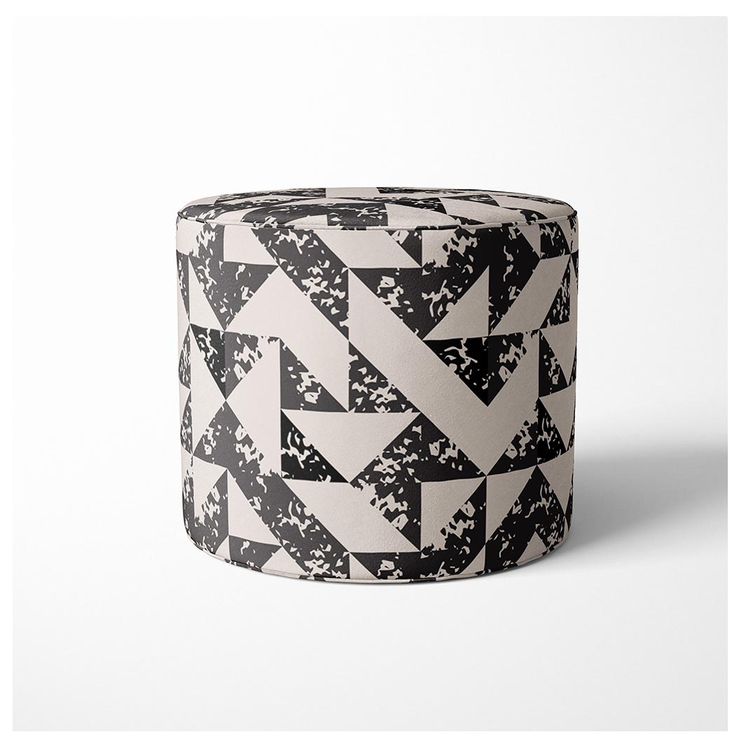 KIDS BEIGE AND BLACK GEOMETRIC PATTERN OTTOMAN