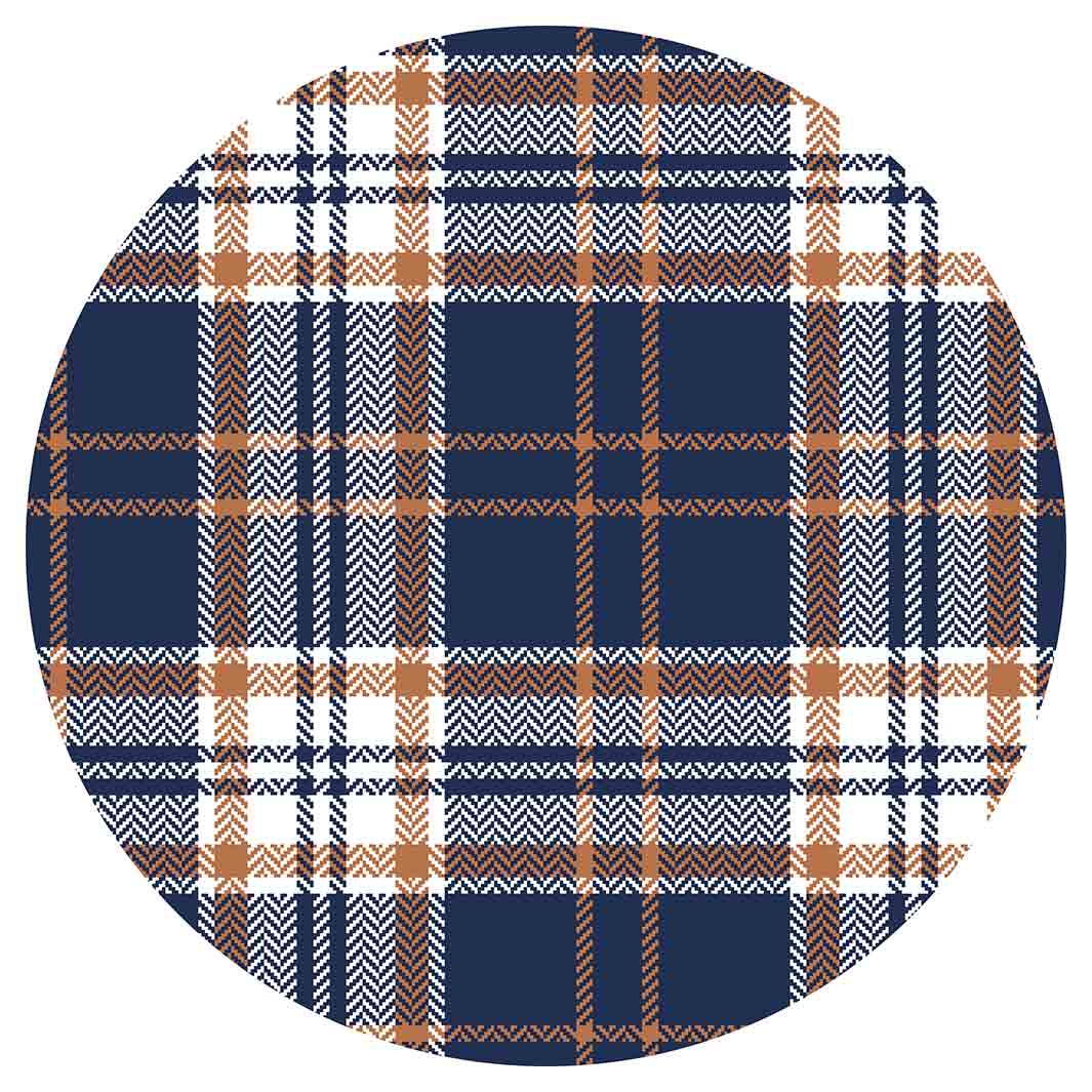 NAVY AND GOLD PLAID PATTERN POT STAND