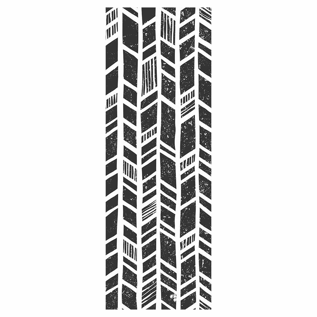 CONTEMPORARY BLACK SIMPLISTIC TRIBAL RUNNER RUG
