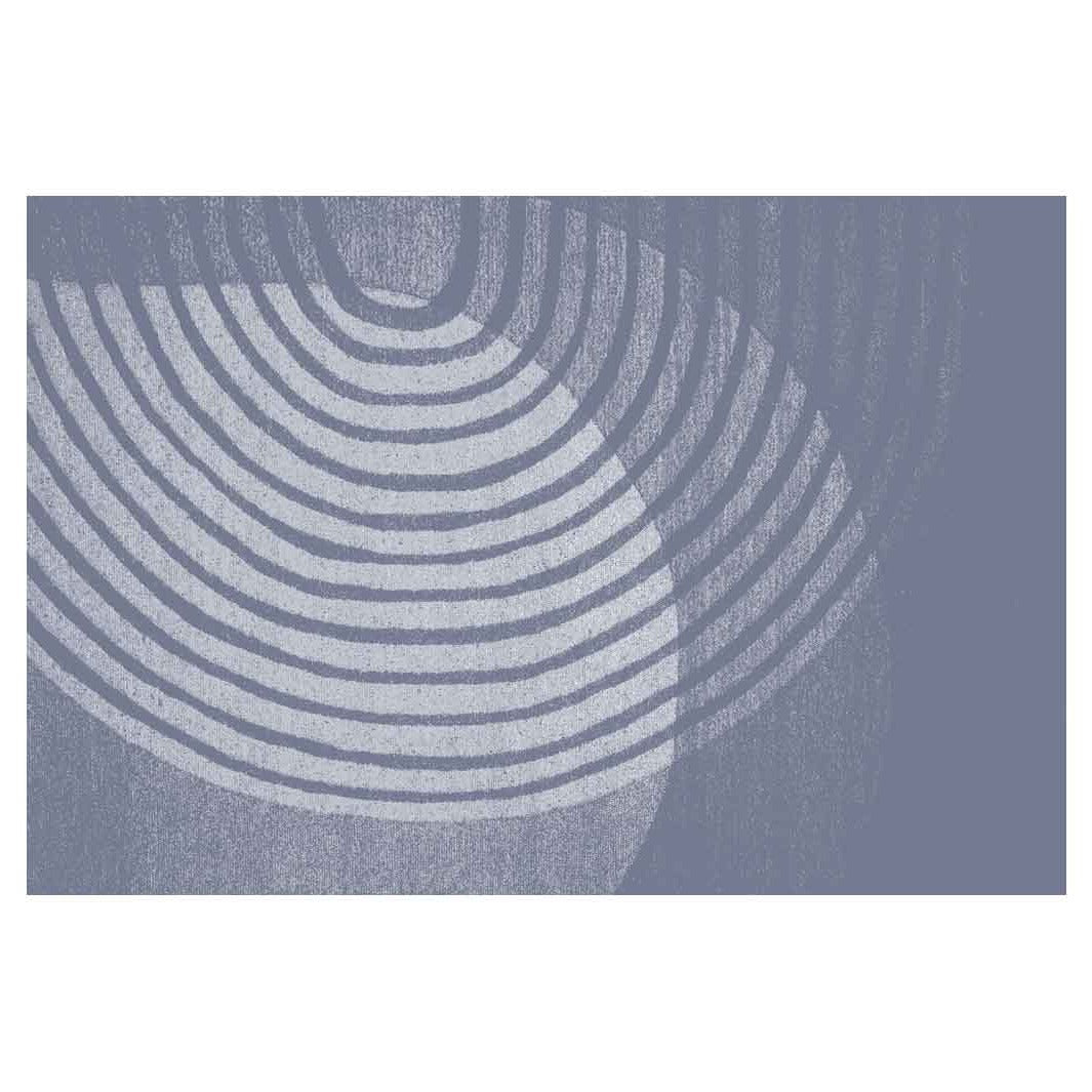 MODERN BLUE ROUND GEOMETRIC ART RECTANGULAR RUG