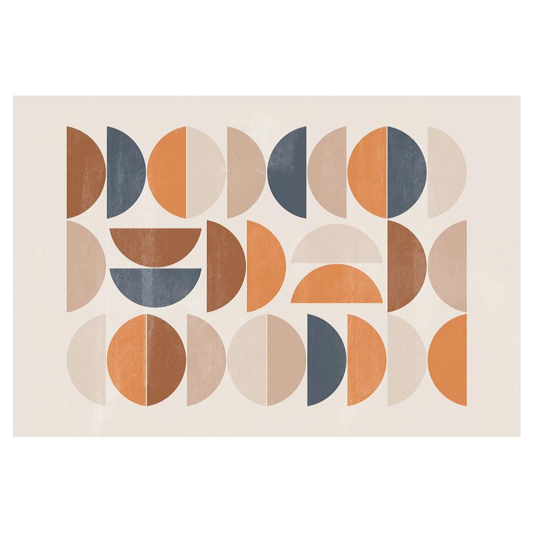 MODERN ORANGE HALF-CIRCLE GEOMETRIC ART RECTANGULAR RUG