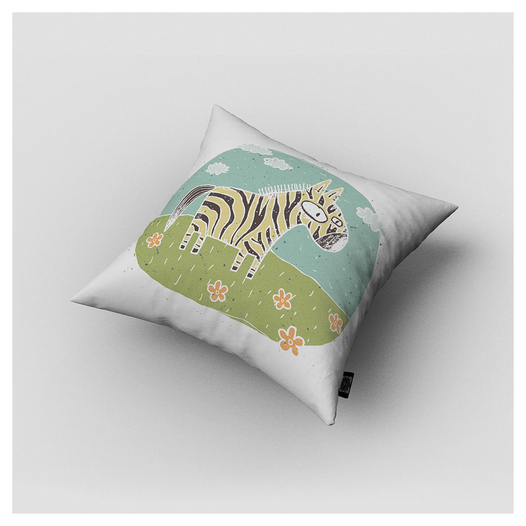 KIDS PASTEL ZEBRA ANIMAL CUSHION