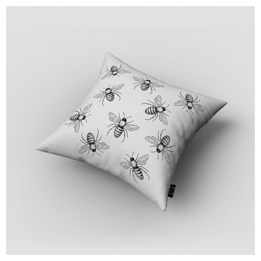 KIDS BLACK AND WHITE BEE PATTERN CUSHION