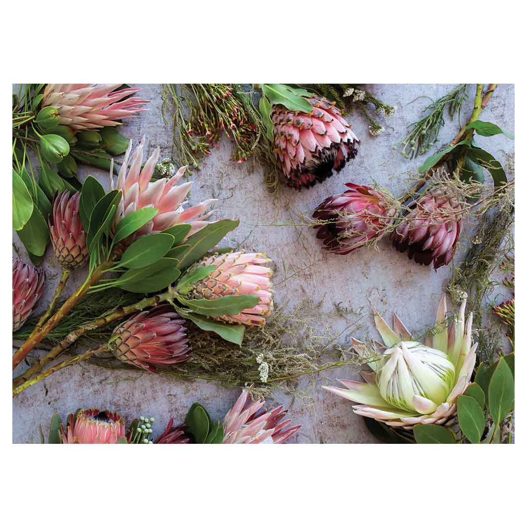 FLORAL PINK MIXED KING PROTEAS TABLECLOTH