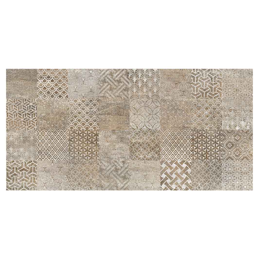 PATTERN BROWN MODERN TILE NATURAL TABLECLOTH