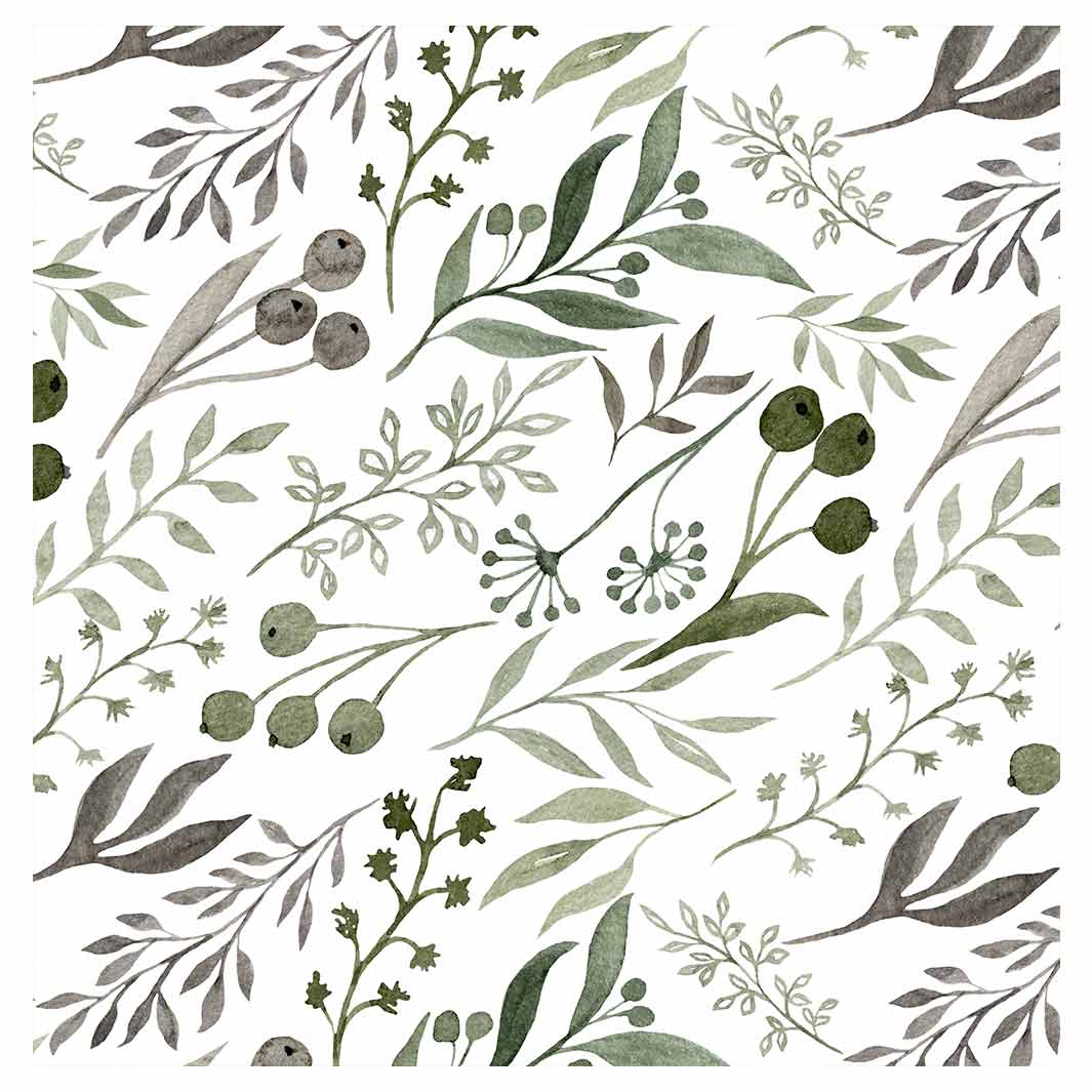 WATERCOLOUR GREEN LEAVES TABLECLOTH