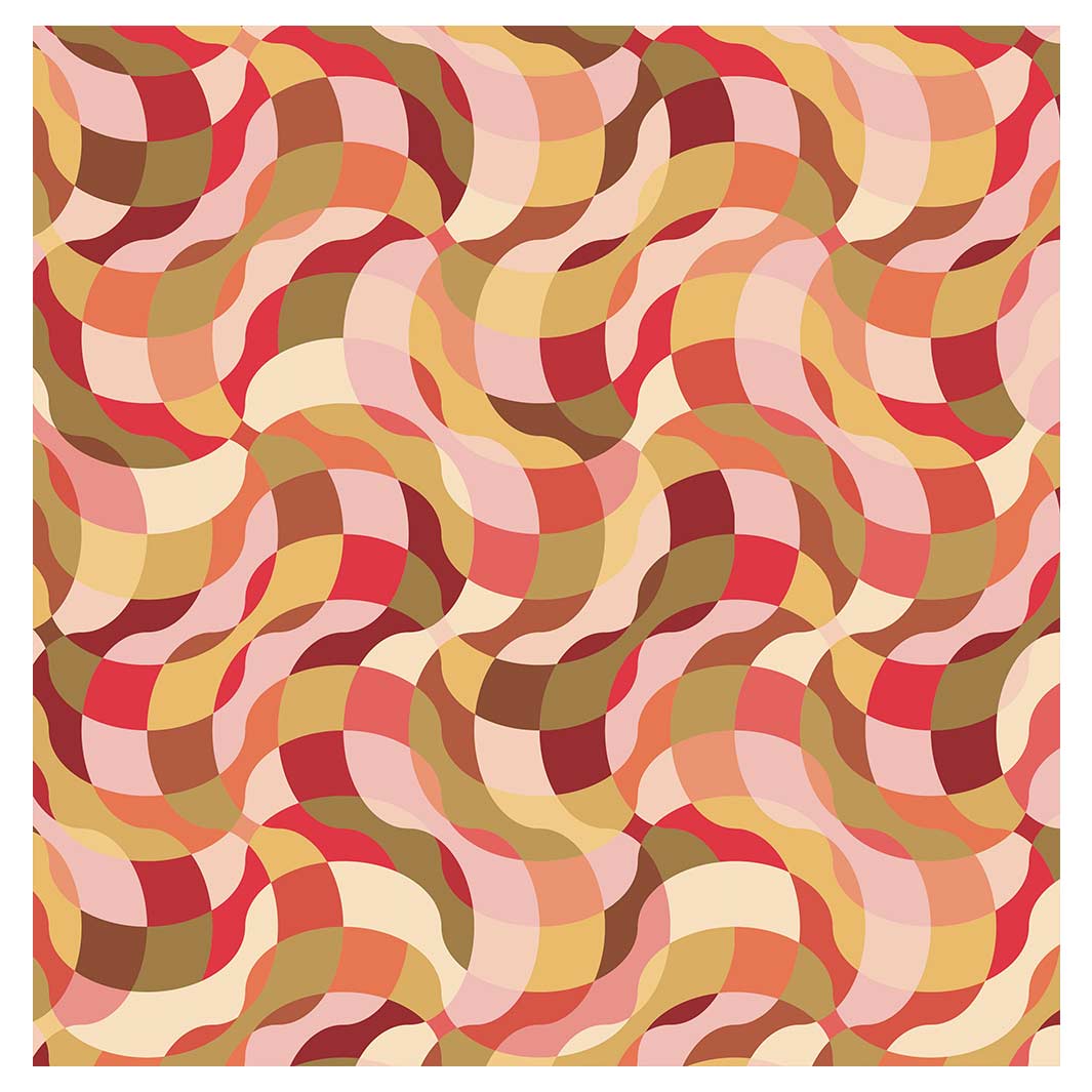 RETRO WAVE PATTERN PINKS AND MUSTARD TABLECLOTH