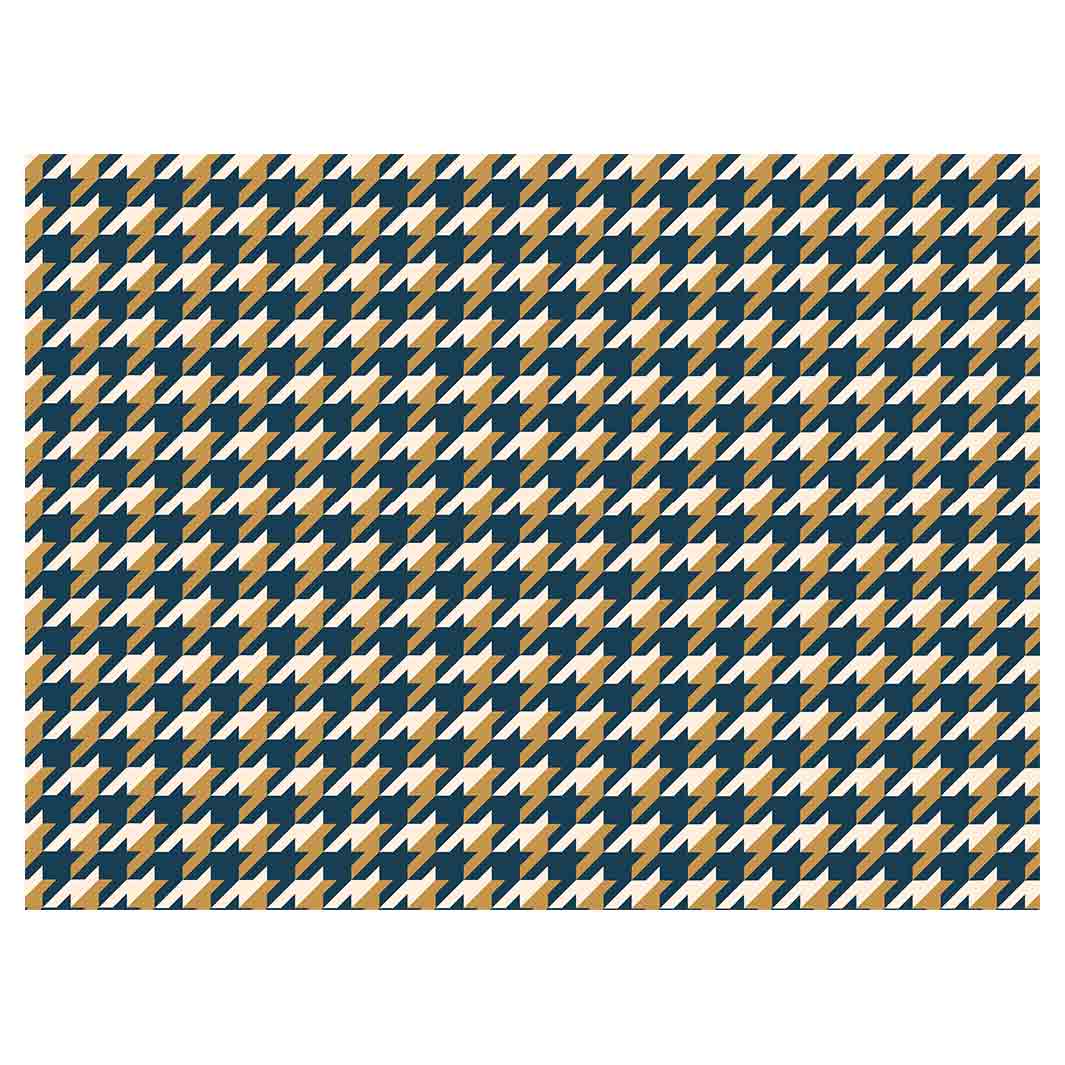 HOUNDSTOOTH BLUE AND GOLD TABLECLOTH