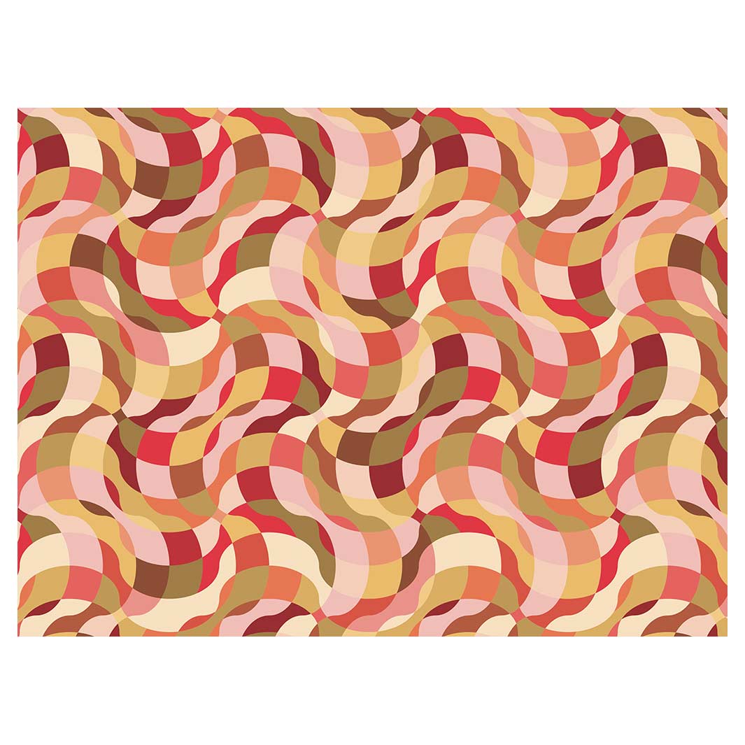 RETRO WAVE PATTERN PINKS AND MUSTARD TABLECLOTH