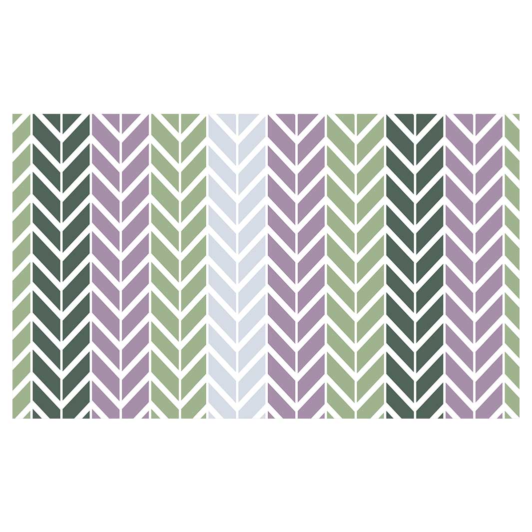 GEOMETRIC GREEN AND PURPLE CHEVRON PATTERN TABLECLOTH