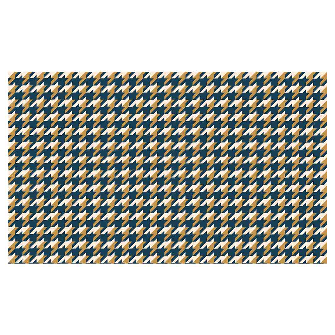 HOUNDSTOOTH BLUE AND GOLD TABLECLOTH