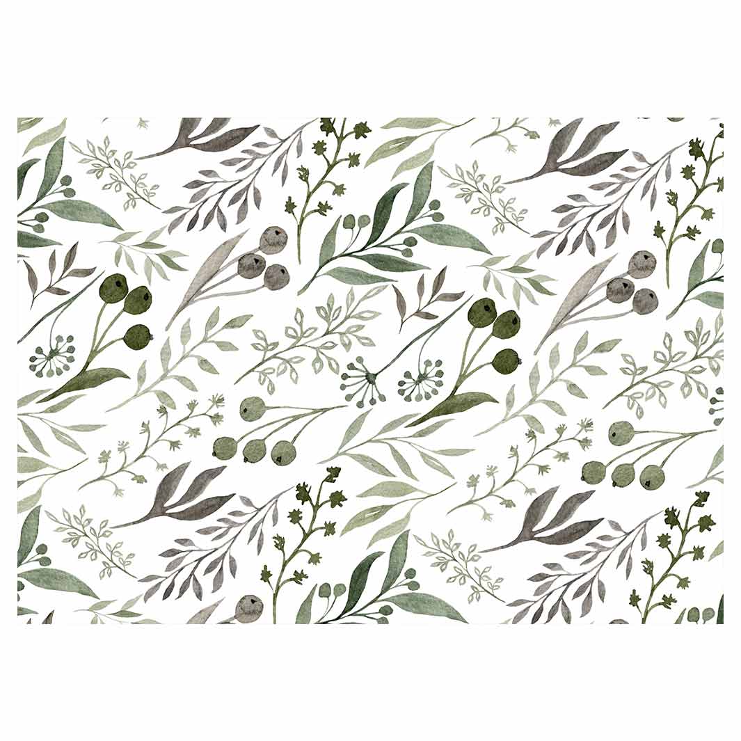 WATERCOLOUR GREEN LEAVES TABLECLOTH