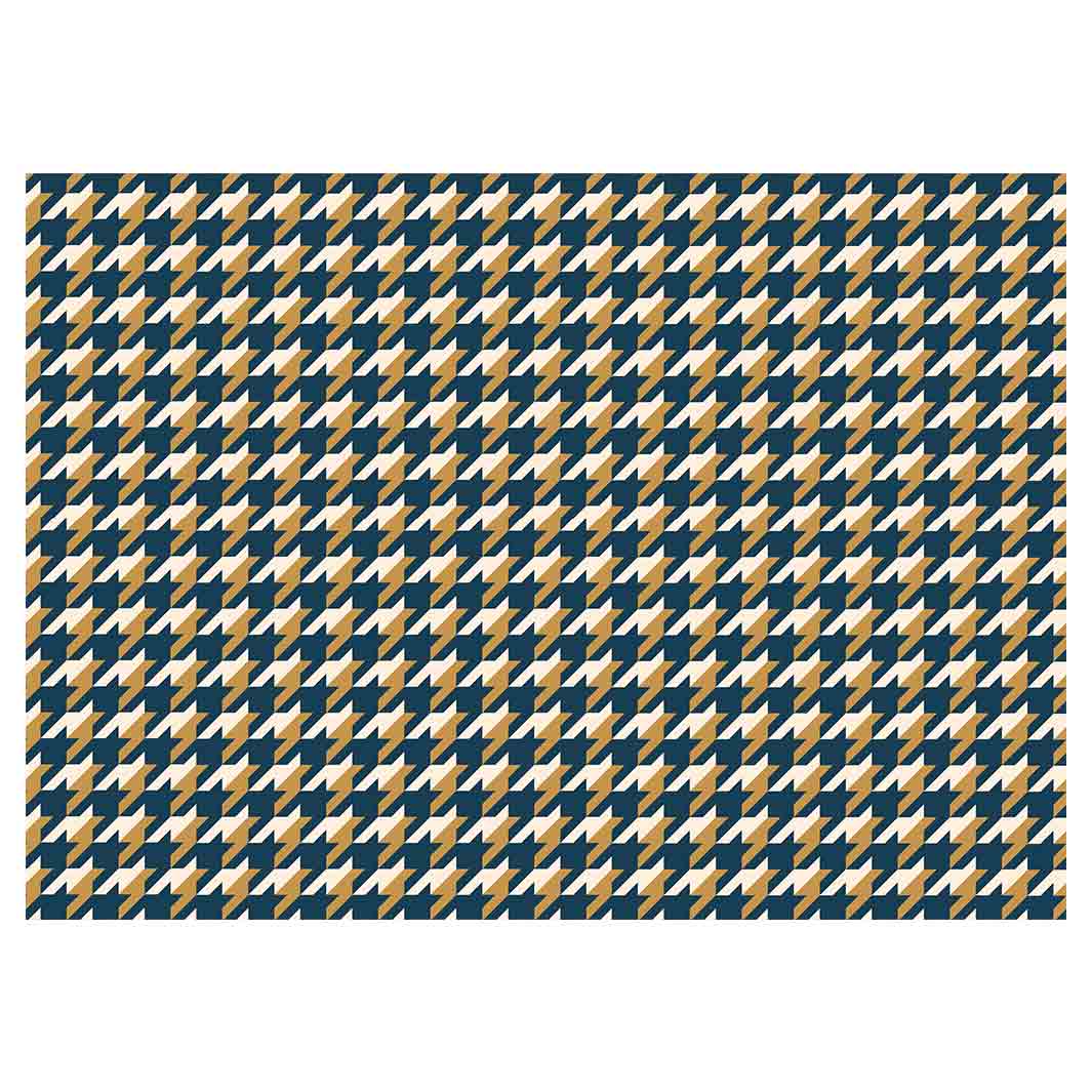 HOUNDSTOOTH BLUE AND GOLD TABLECLOTH