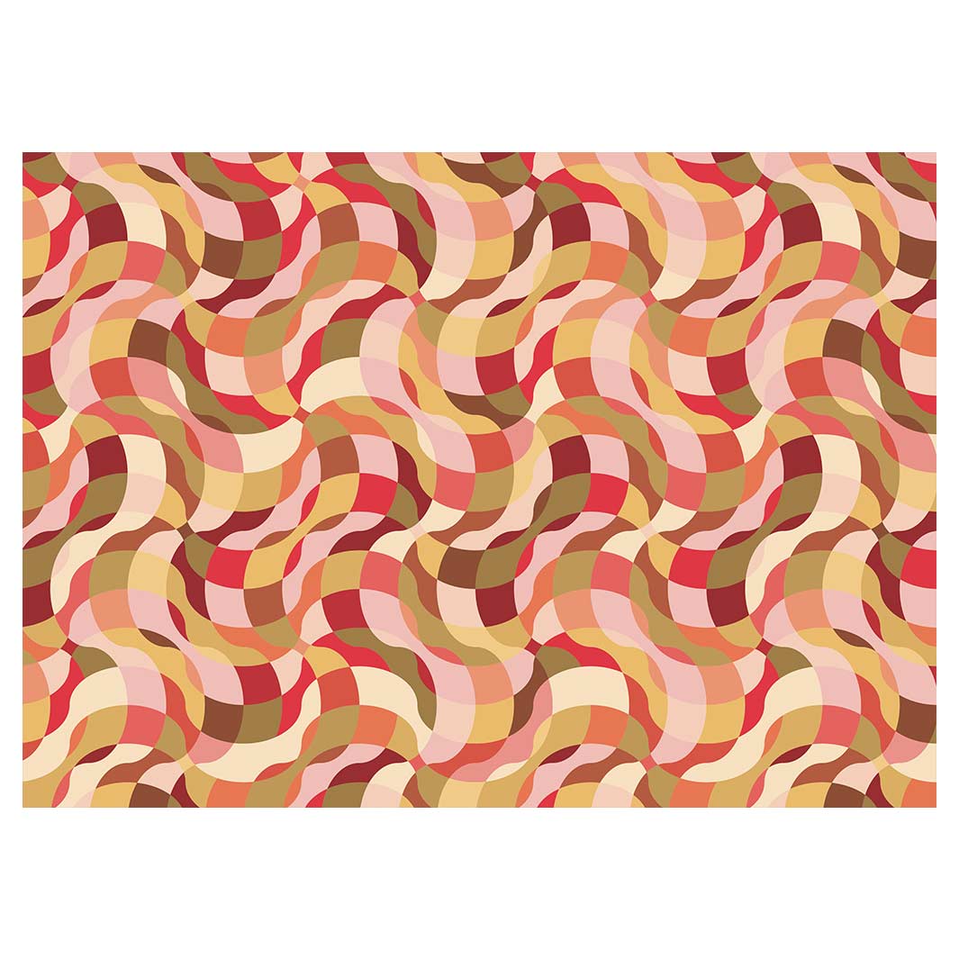 RETRO WAVE PATTERN PINKS AND MUSTARD TABLECLOTH