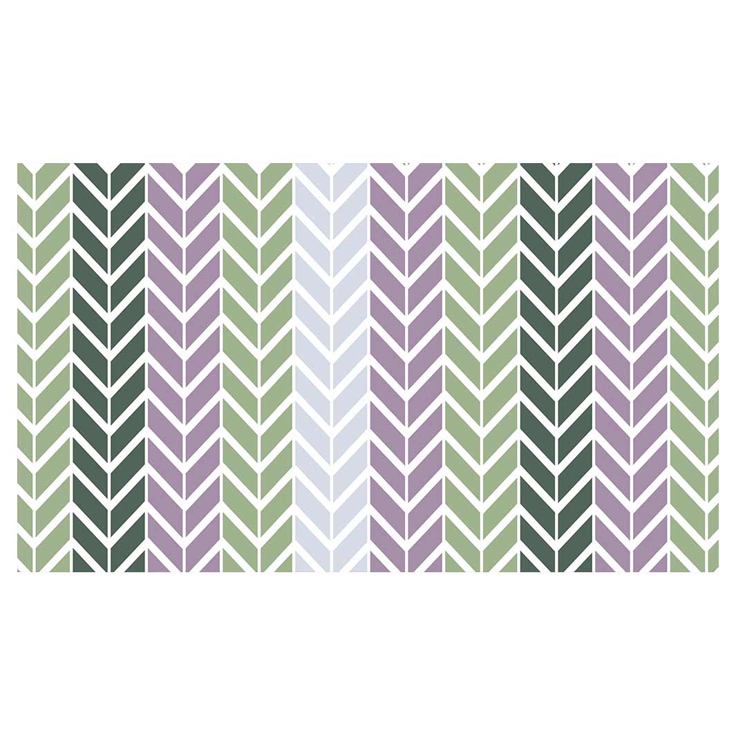 GEOMETRIC GREEN AND PURPLE CHEVRON PATTERN TABLECLOTH