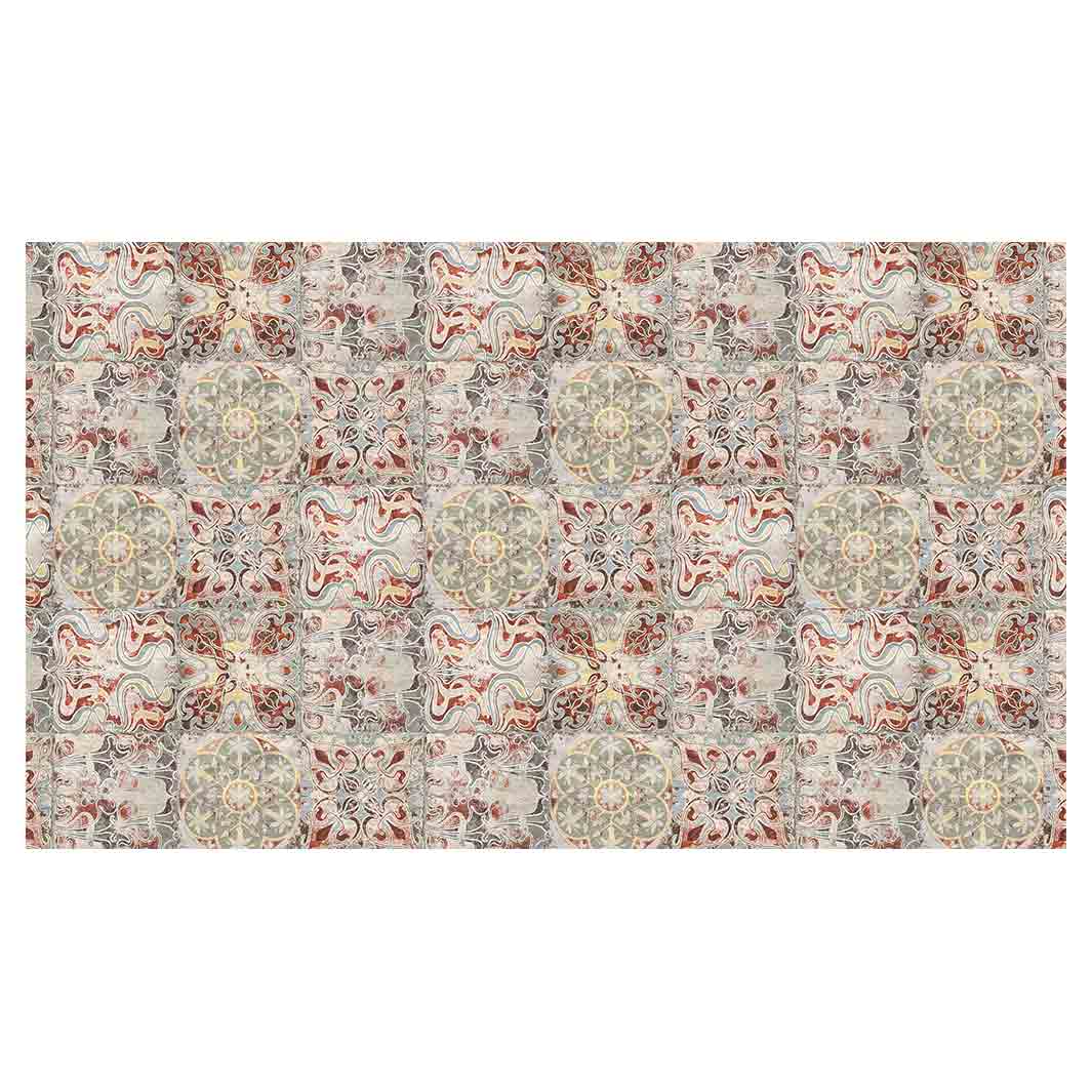 ANTIQUE FADED MOROCCAN TILE TABLECLOTH