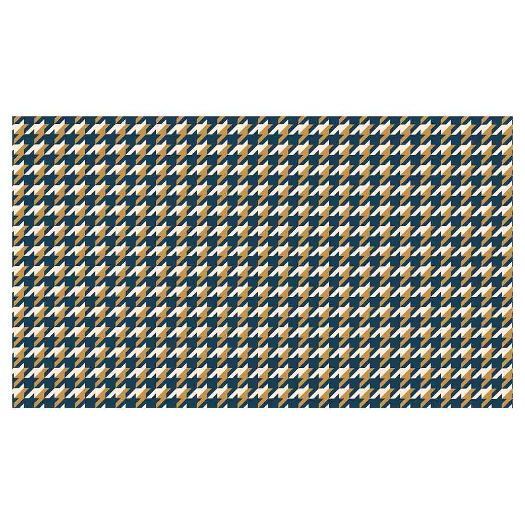 HOUNDSTOOTH BLUE AND GOLD TABLECLOTH